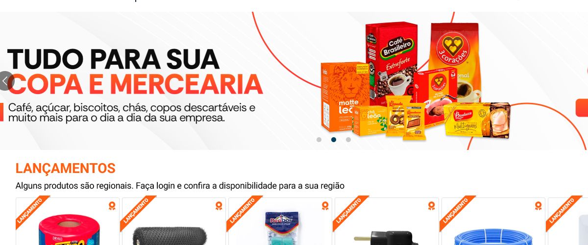 Vitrine real de categorias e produtos do e-commerce OPTA